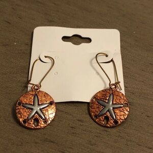Sand Dollar Beach Themed Copper Tone Dangle Earrings